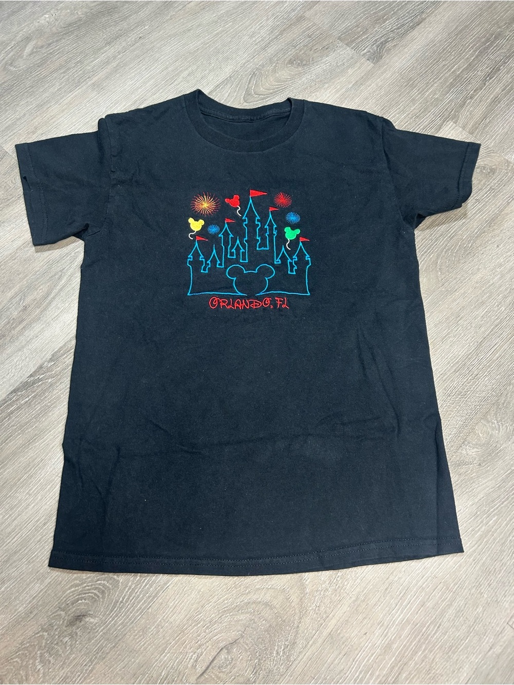 Orlando Mickey Castle embroidered 2025 Shirt Black Sz S
